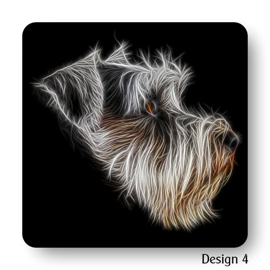Salt and Pepper Schnauzer Coasters with Stunning Fractal Art Design, Schnauzer Owner Gift
