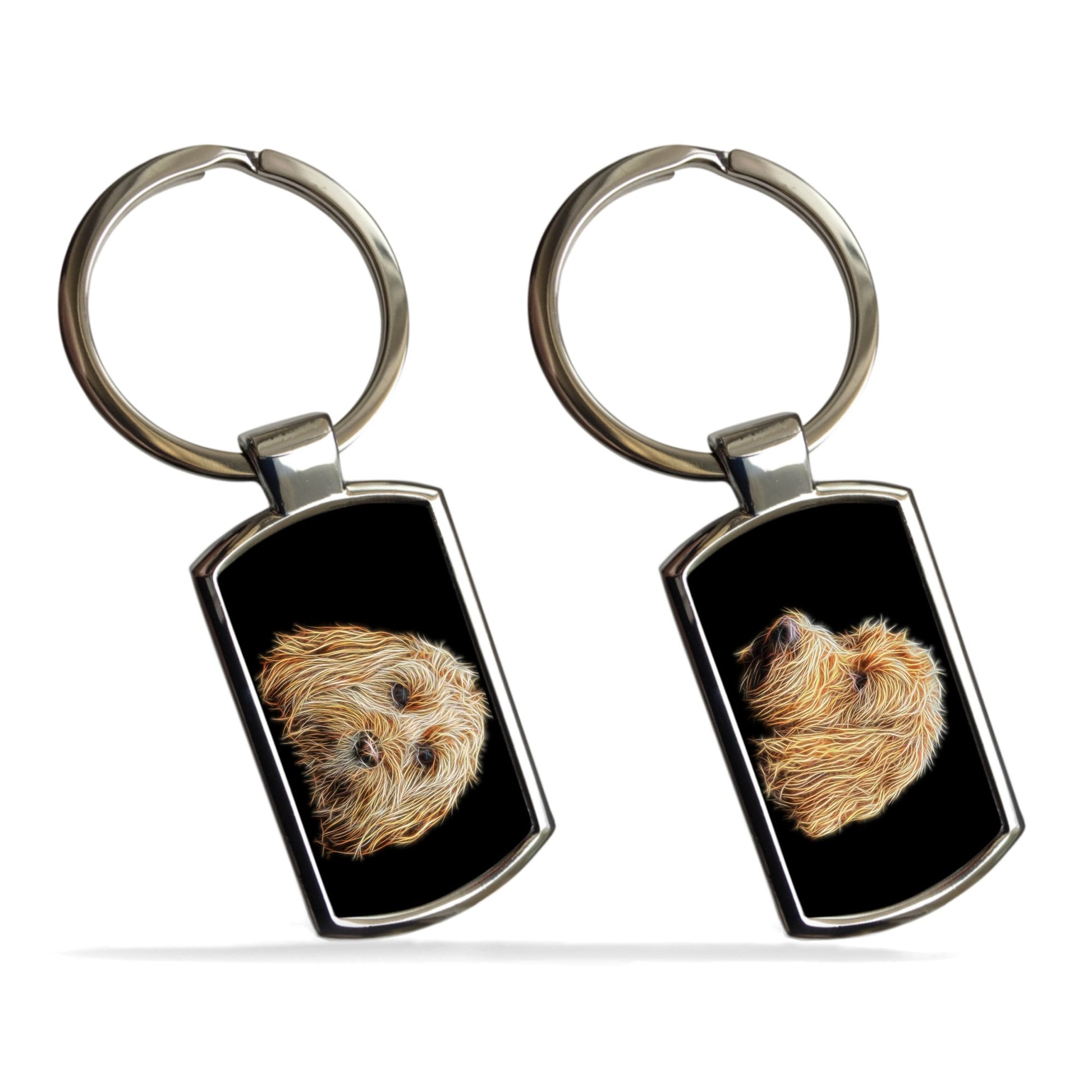 Golden Cockapoo Keychain with Stunning Fractal Art Design
