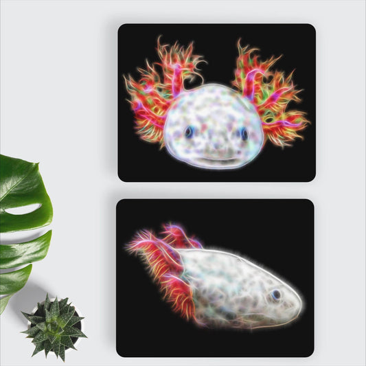 Pink Axolotl Aluminium Metal Wall Plaque with Stunning Fractal Art Design
