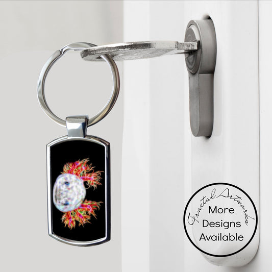 Axolotl Keychain with Stunning Fractal Art Design.