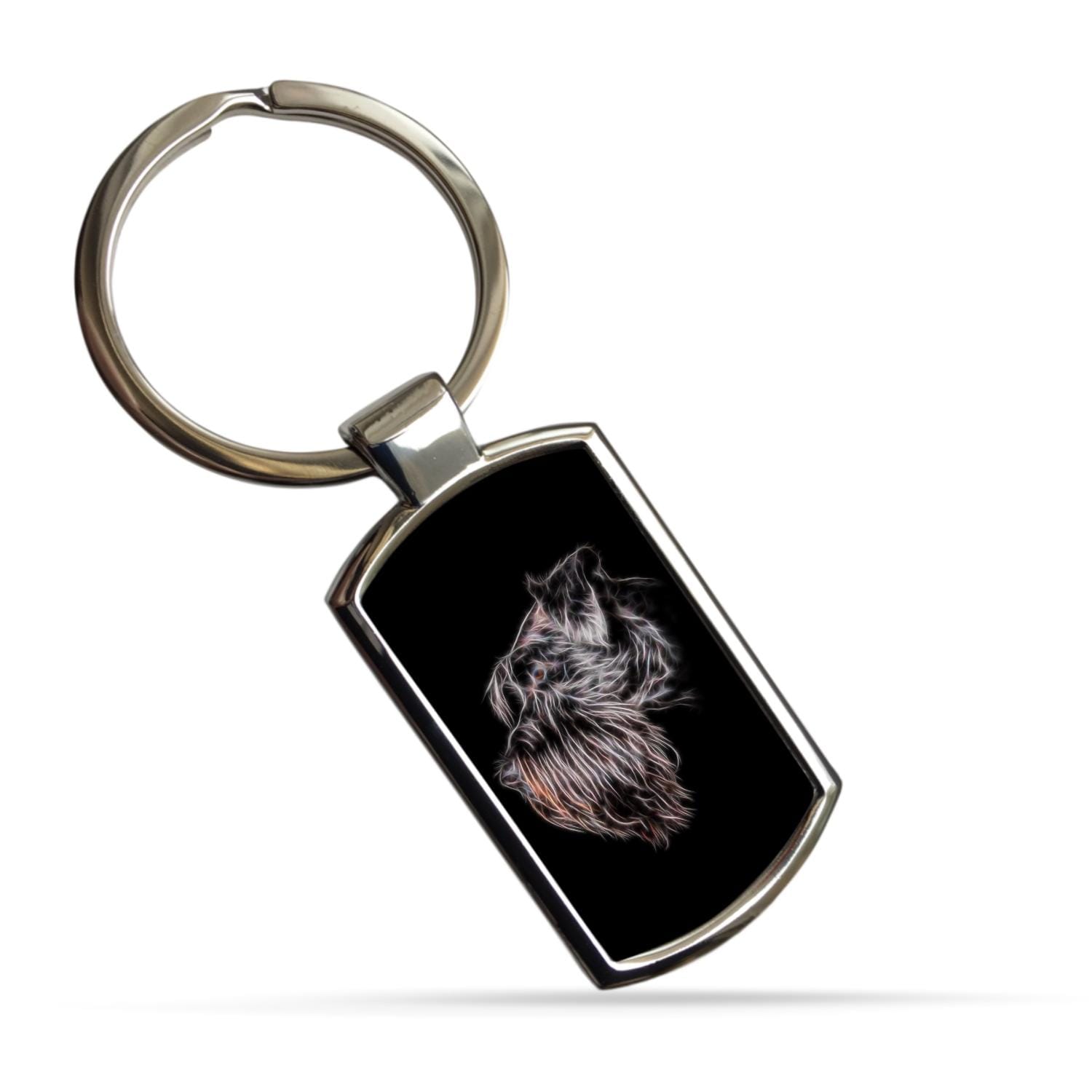 Schnauzer Keychain with Stunning Fractal Art Design.