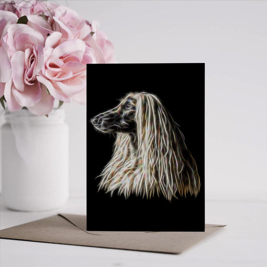 Afghan Hound Greeting Card with Stunning Fractal Art Design. Blank Inside for Birthdays or any other Occasion