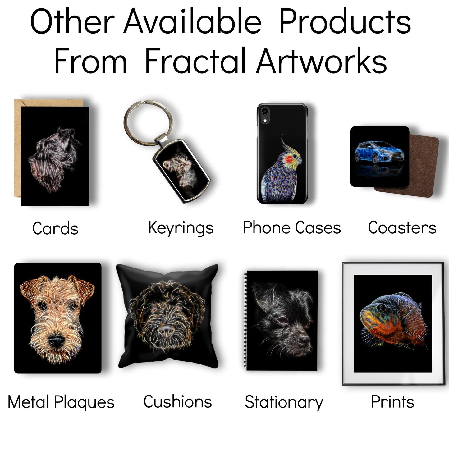 Border Terrier Greeting Card with Stunning Fractal Art Design. Blank Inside for Birthdays or any other Occasion