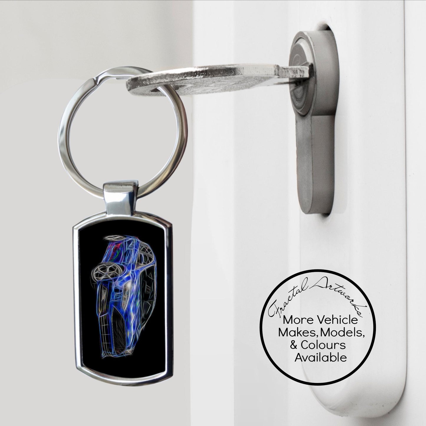 Ford Focus ST Car Metal Keychain with Stunning Fractal Art Design. More Colours Available.
