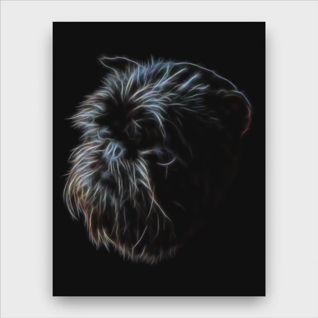 Gold Labradoodle Greeting Card with Stunning Fractal Art Design. Blank Inside for Birthdays or any other Occasion