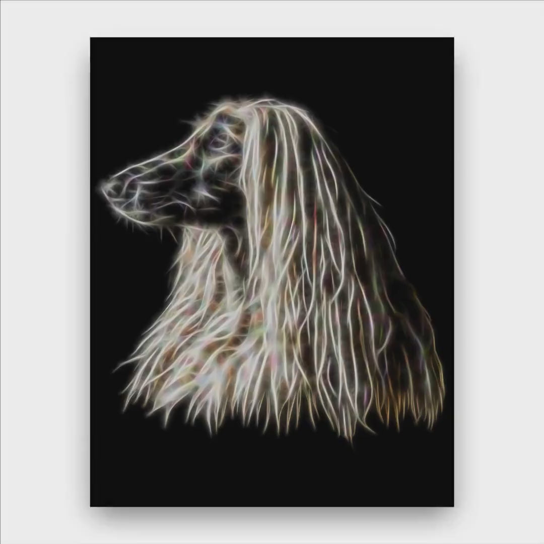 Afghan Hound Greeting Card with Stunning Fractal Art Design. Blank Inside for Birthdays or any other Occasion