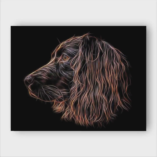Chocolate Working Cocker Spaniel Greeting Card with Stunning Fractal Art Design. Blank Inside for Birthdays or any other Occasion