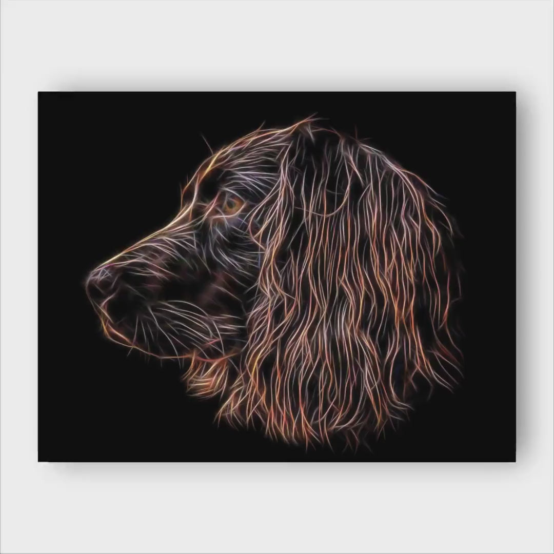 Chocolate Working Cocker Spaniel Greeting Card with Stunning Fractal Art Design. Blank Inside for Birthdays or any other Occasion