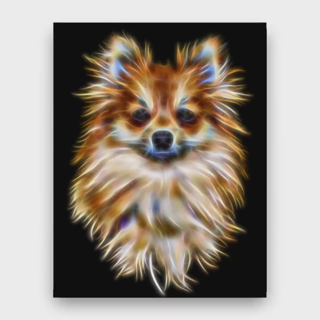 Pomeranian Greeting Card with Stunning Fractal Art Design. Blank Inside for Birthdays or any other Occasion