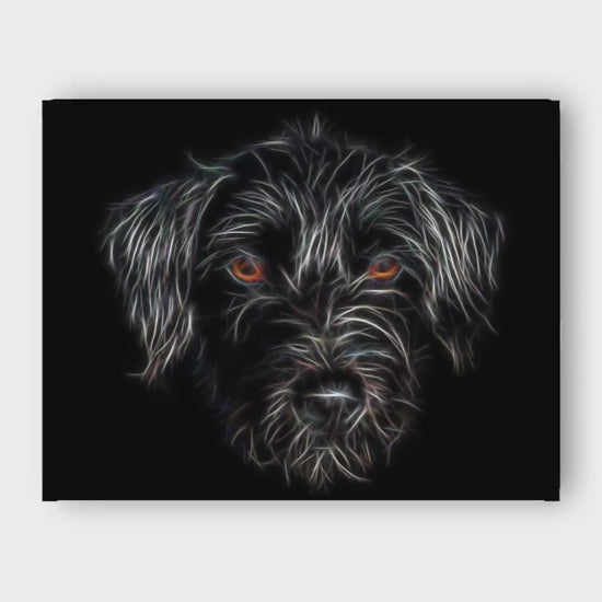 Black Jackapoo Greeting Card with Stunning Fractal Art Design. Blank Inside for Birthdays or any other Occasion