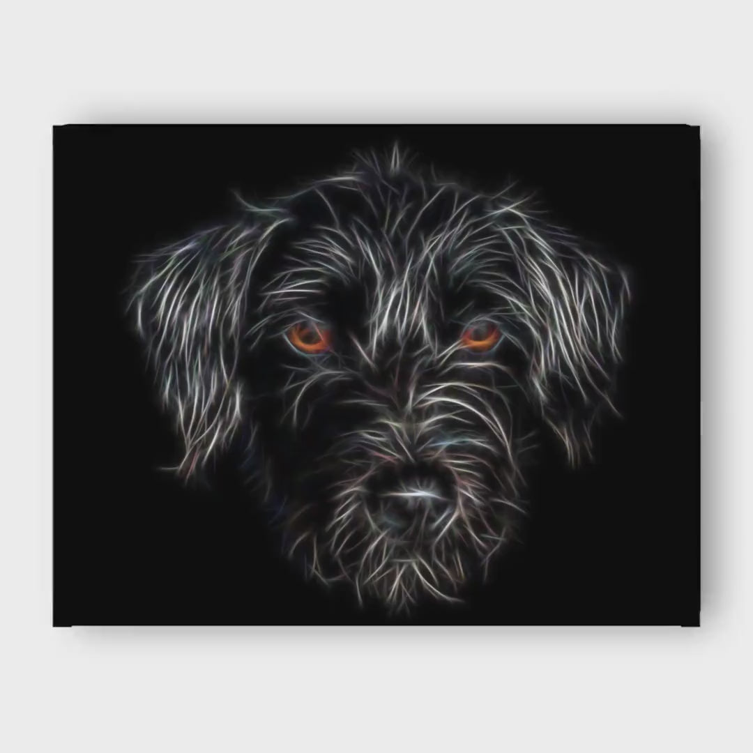 Black Jackapoo Greeting Card with Stunning Fractal Art Design. Blank Inside for Birthdays or any other Occasion