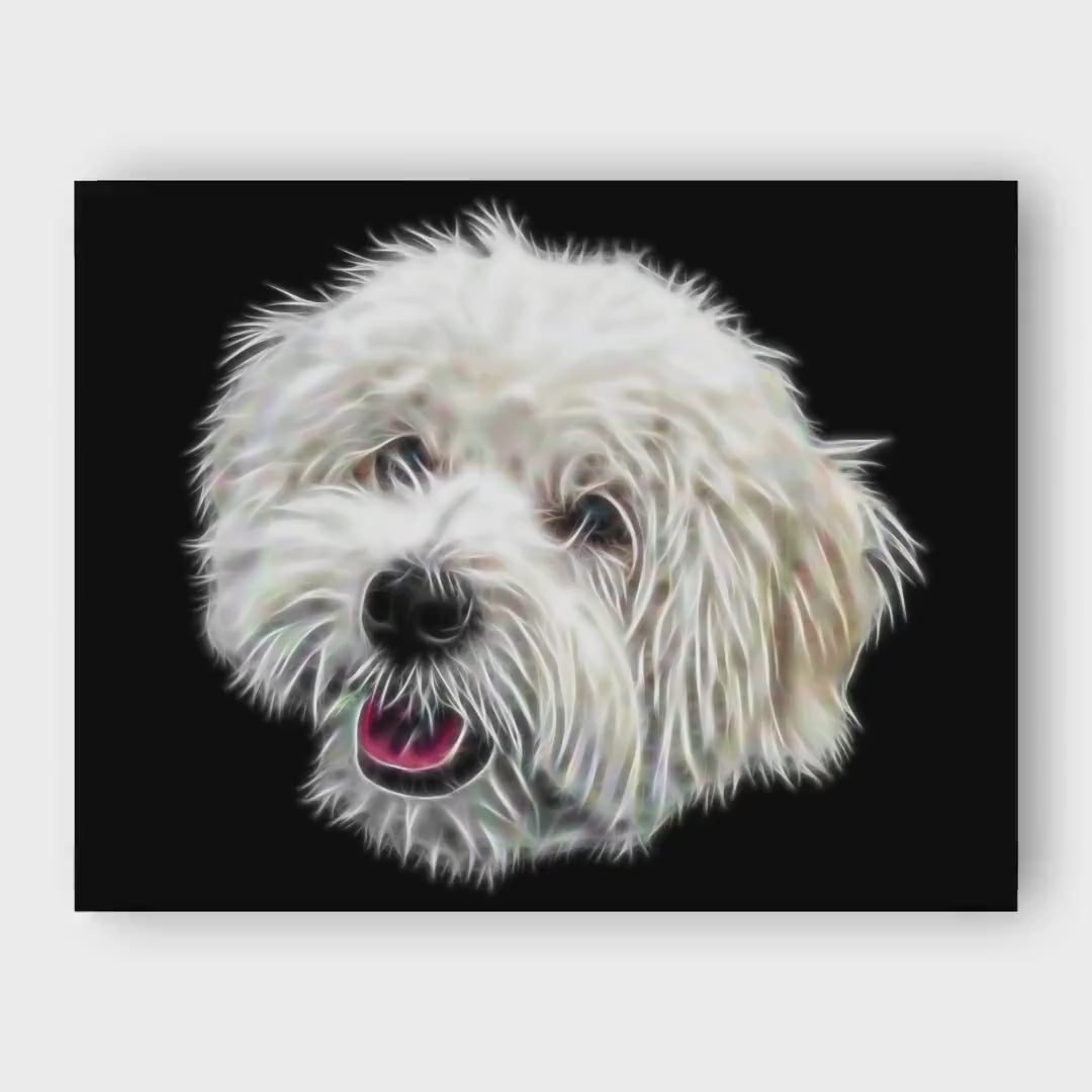 Coton De Tulear Greeting Card with Stunning Fractal Art Design. Blank Inside for Birthdays or any other Occasion