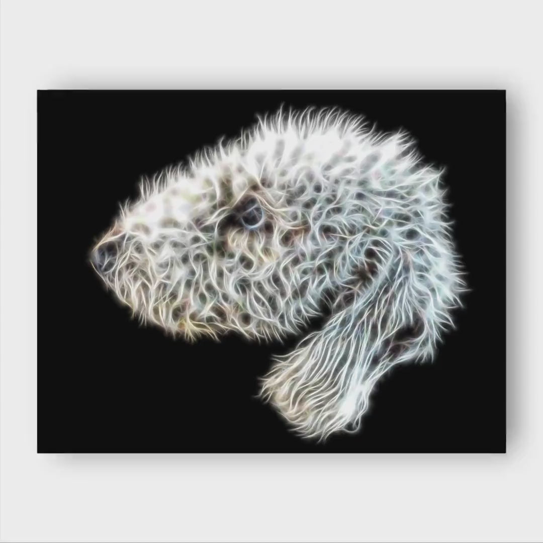 Bedlington Terrier Greeting Card with Stunning Fractal Art Design. Blank Inside for Birthdays or any other Occasion