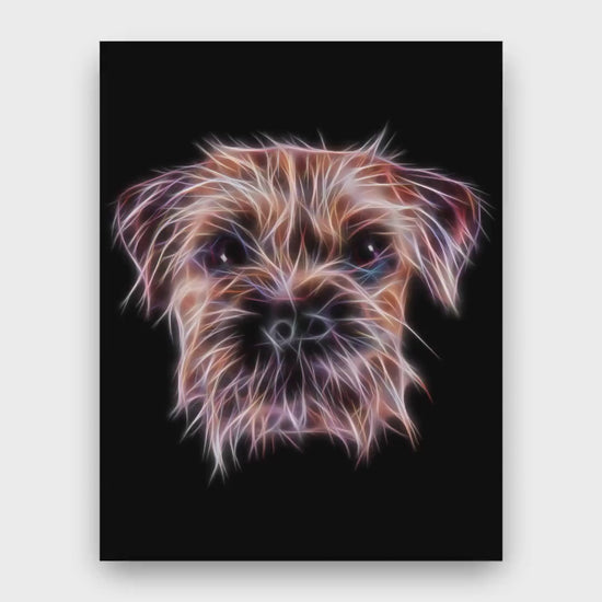 Border Terrier Greeting Card with Stunning Fractal Art Design. Blank Inside for Birthdays or any other Occasion