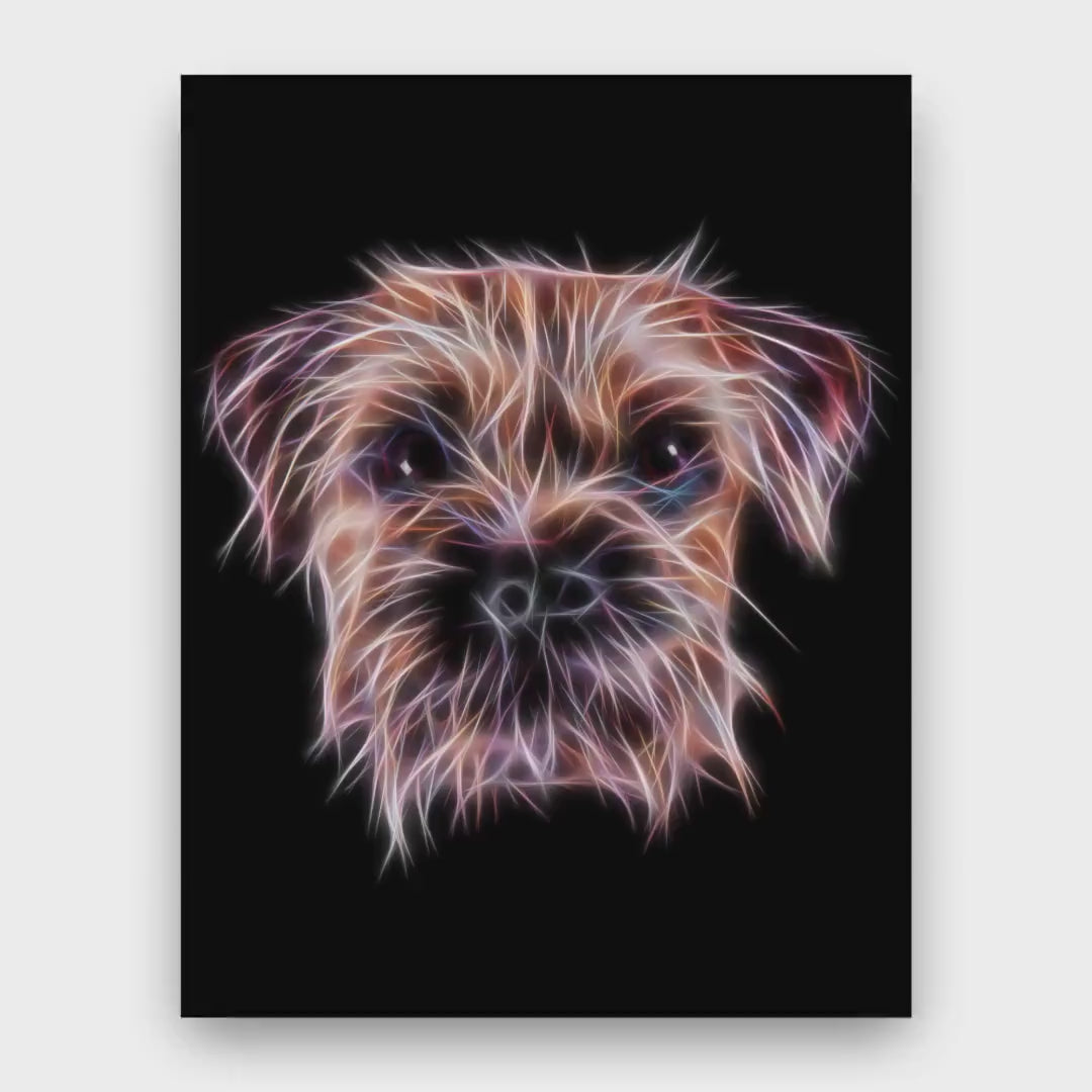 Border Terrier Greeting Card with Stunning Fractal Art Design. Blank Inside for Birthdays or any other Occasion