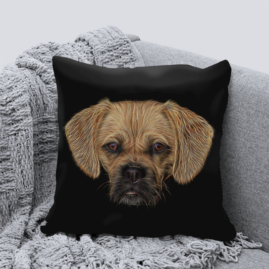 Fawn Puggle Cushion with Pillow Insert