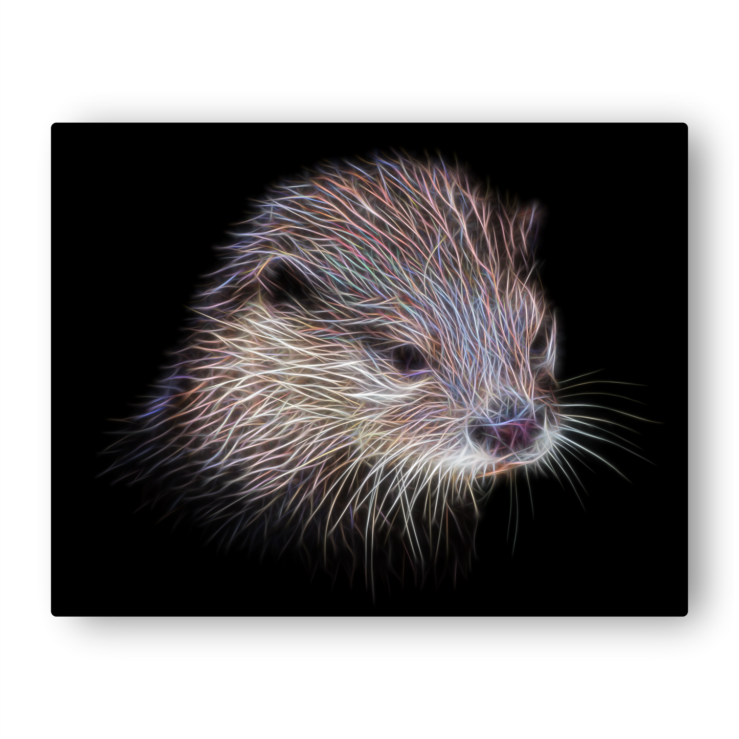 Otter Metal Wall Plaque with Fractal Art Design