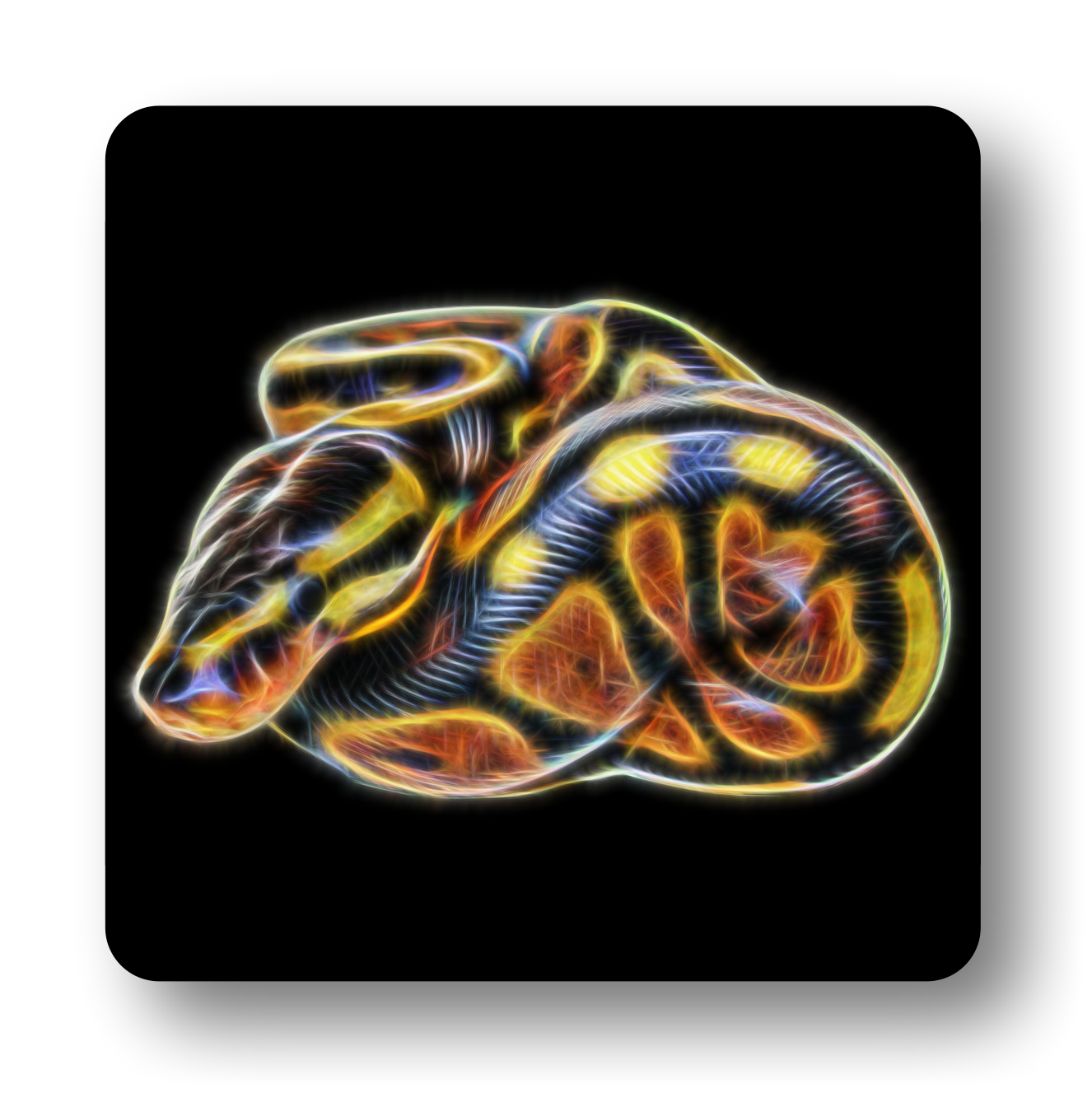 ball python coaster with fractal art