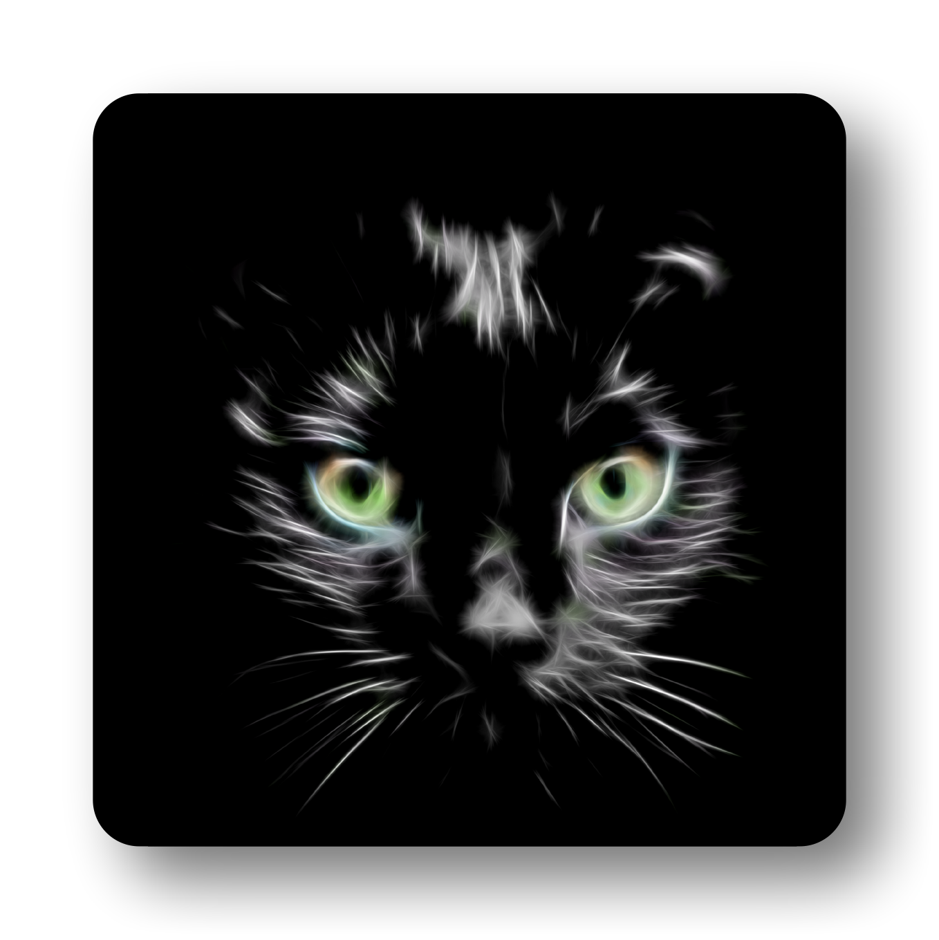 Green Eye Black Cat Coaster