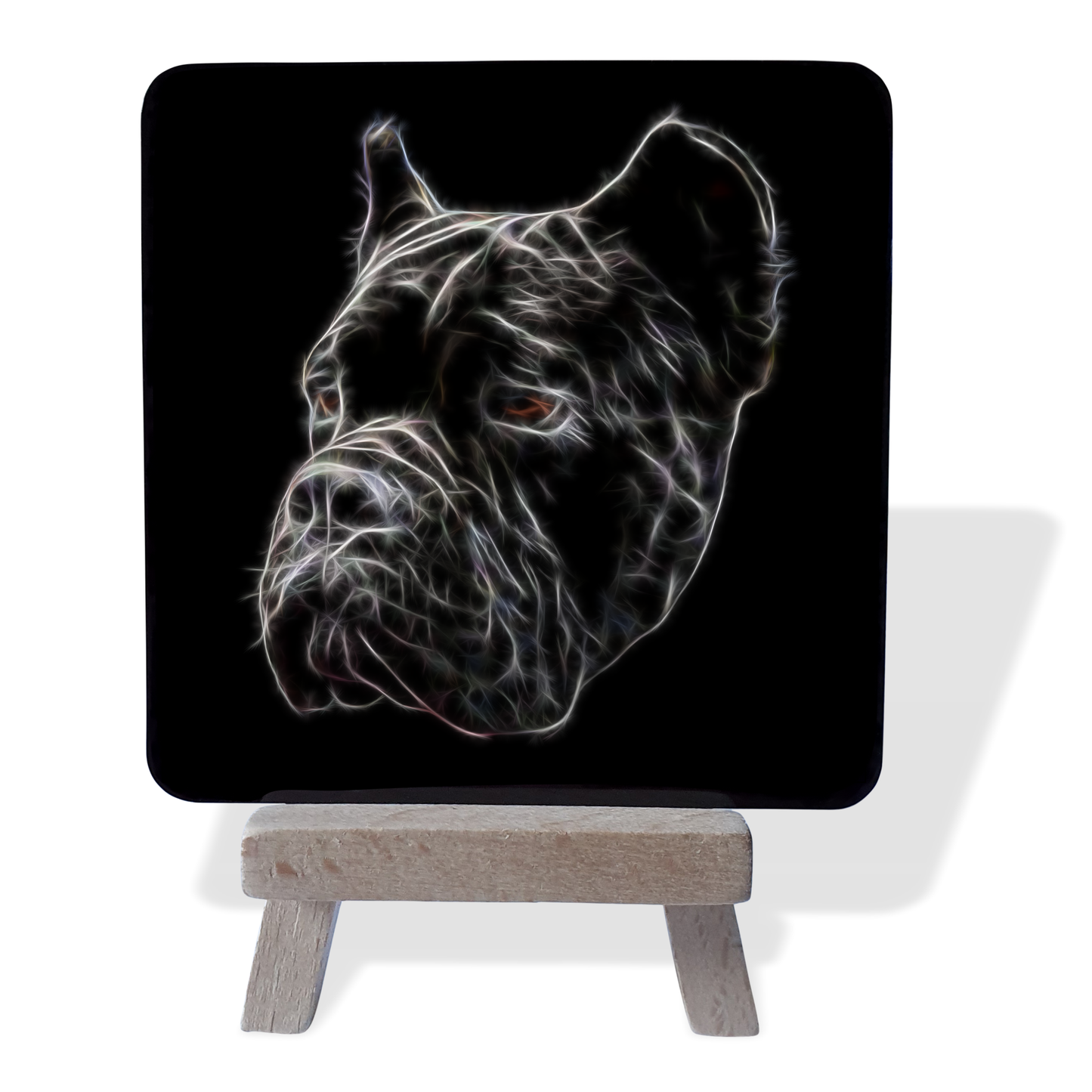 Cane Corso #1 Metal Plaque and Mini Easel with Fractal Art Design