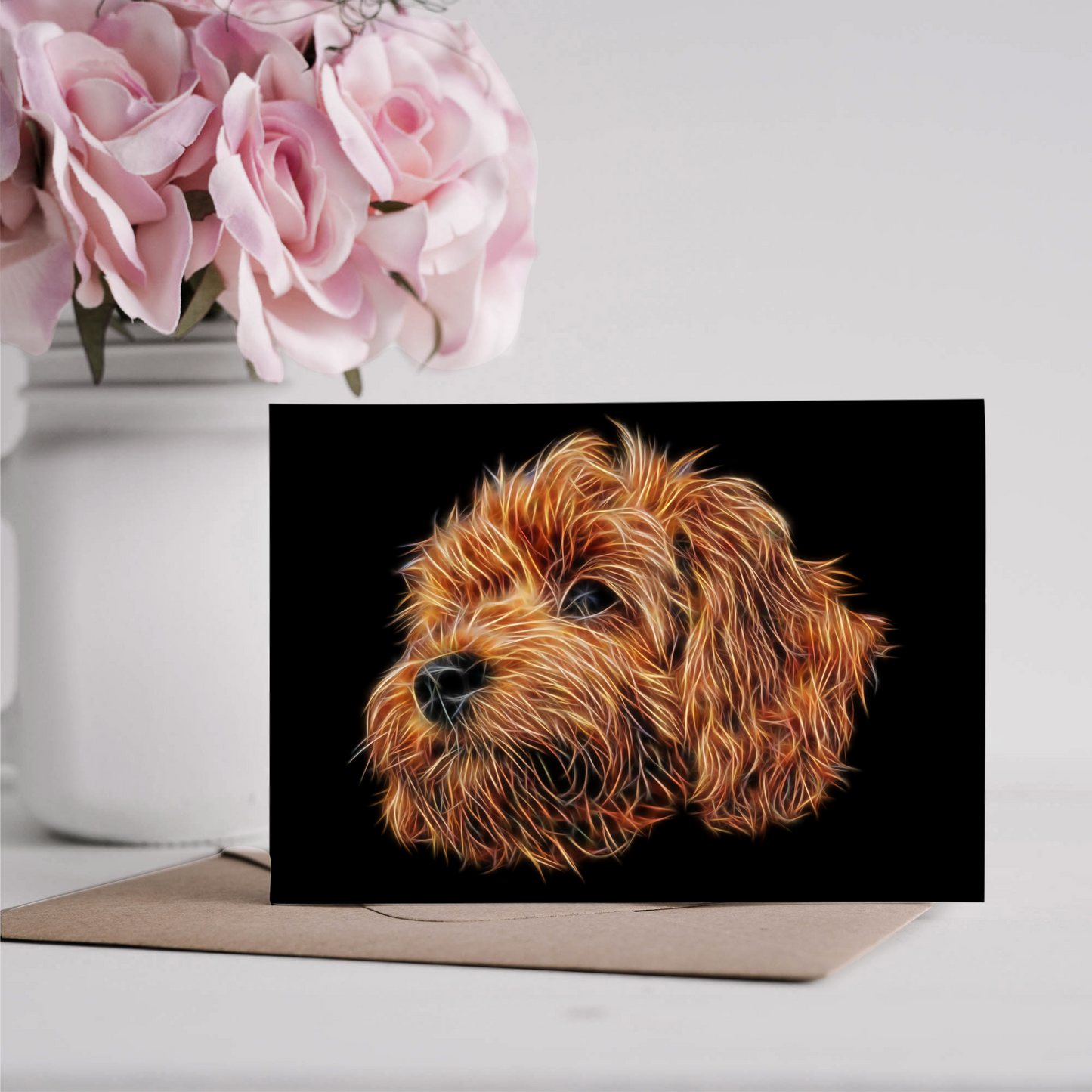 Red Cavapoo Greeting Card Blank Inside for Birthdays or any other Occasion