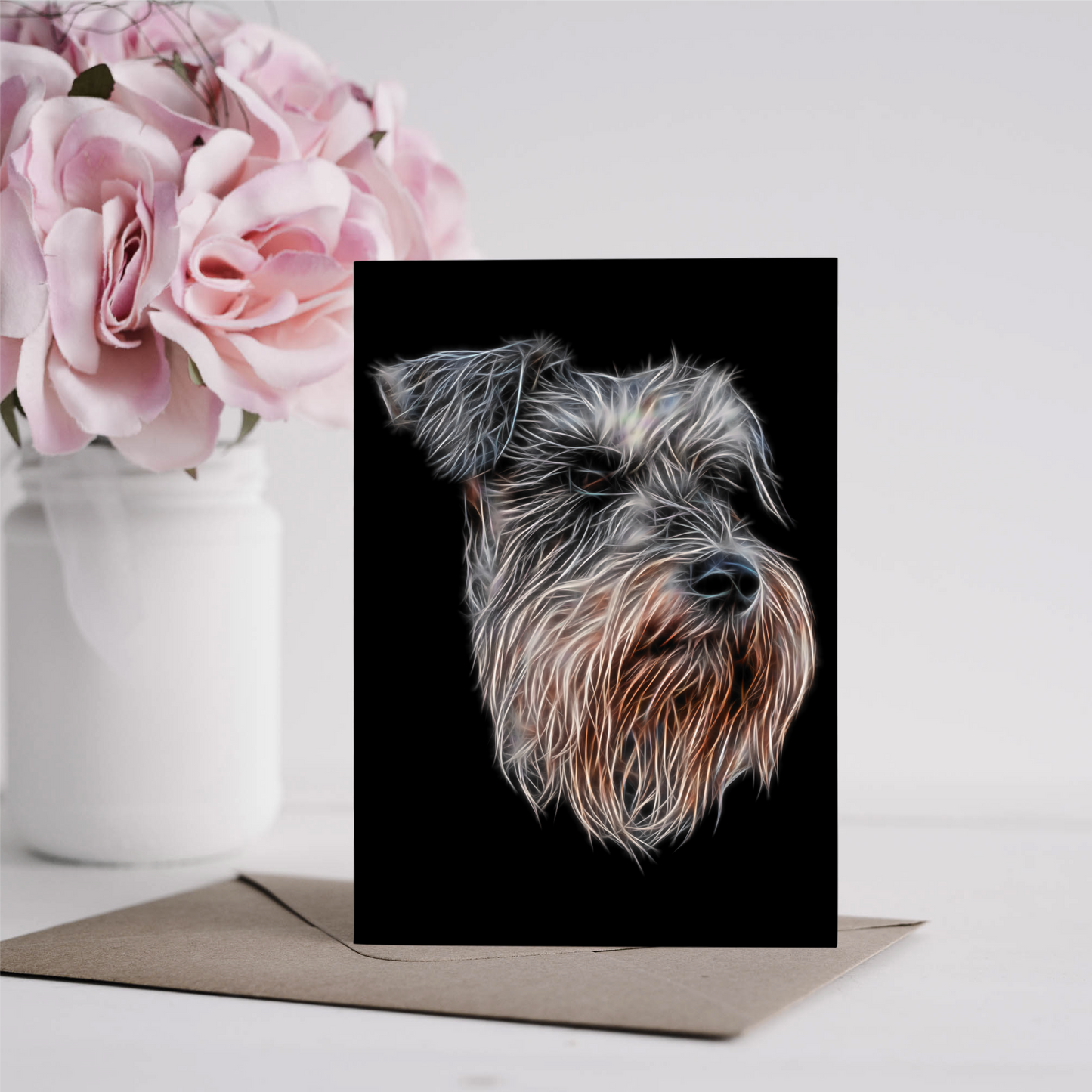 Salt & Pepper Schnauzer Greeting Card Blank Inside for Birthdays or any other Occasion