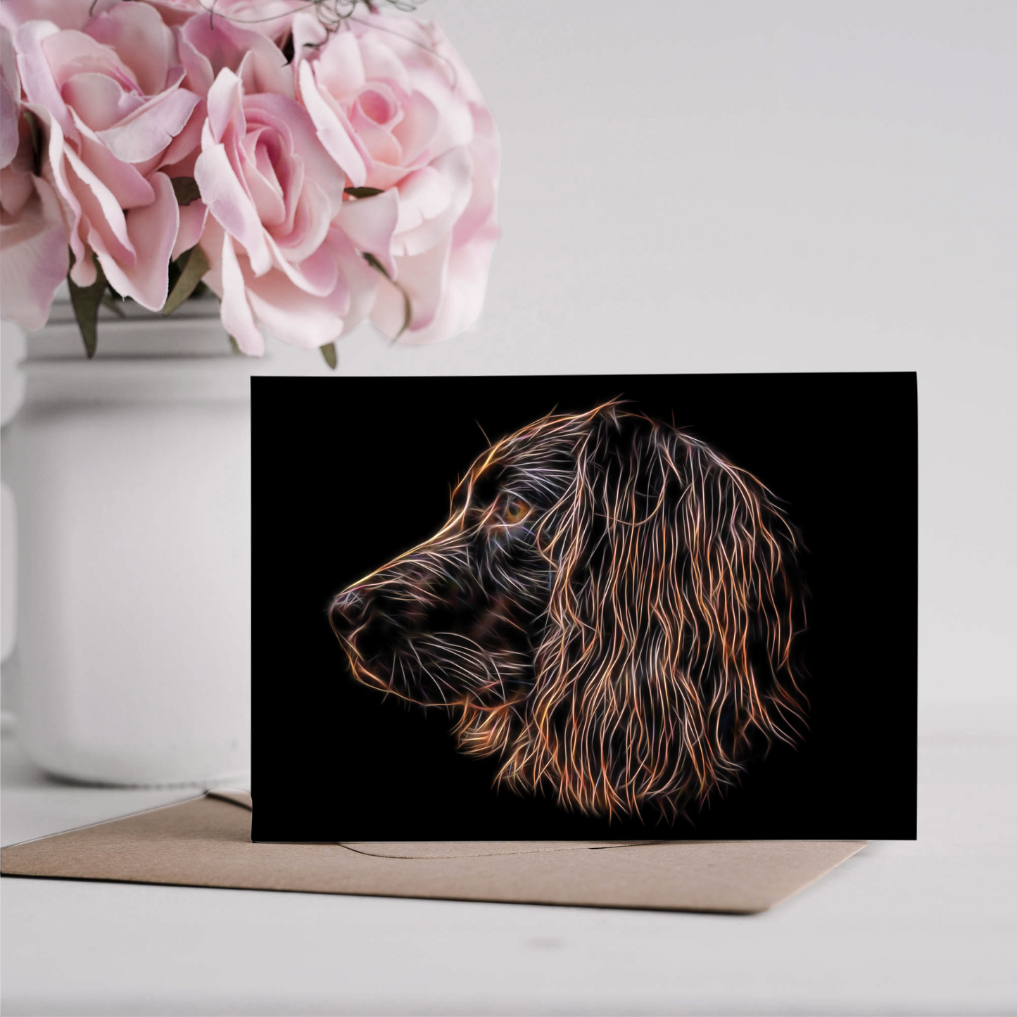 Chocolate Working Cocker Spaniel Greeting Card Blank Inside for Birthdays or any other Occasion