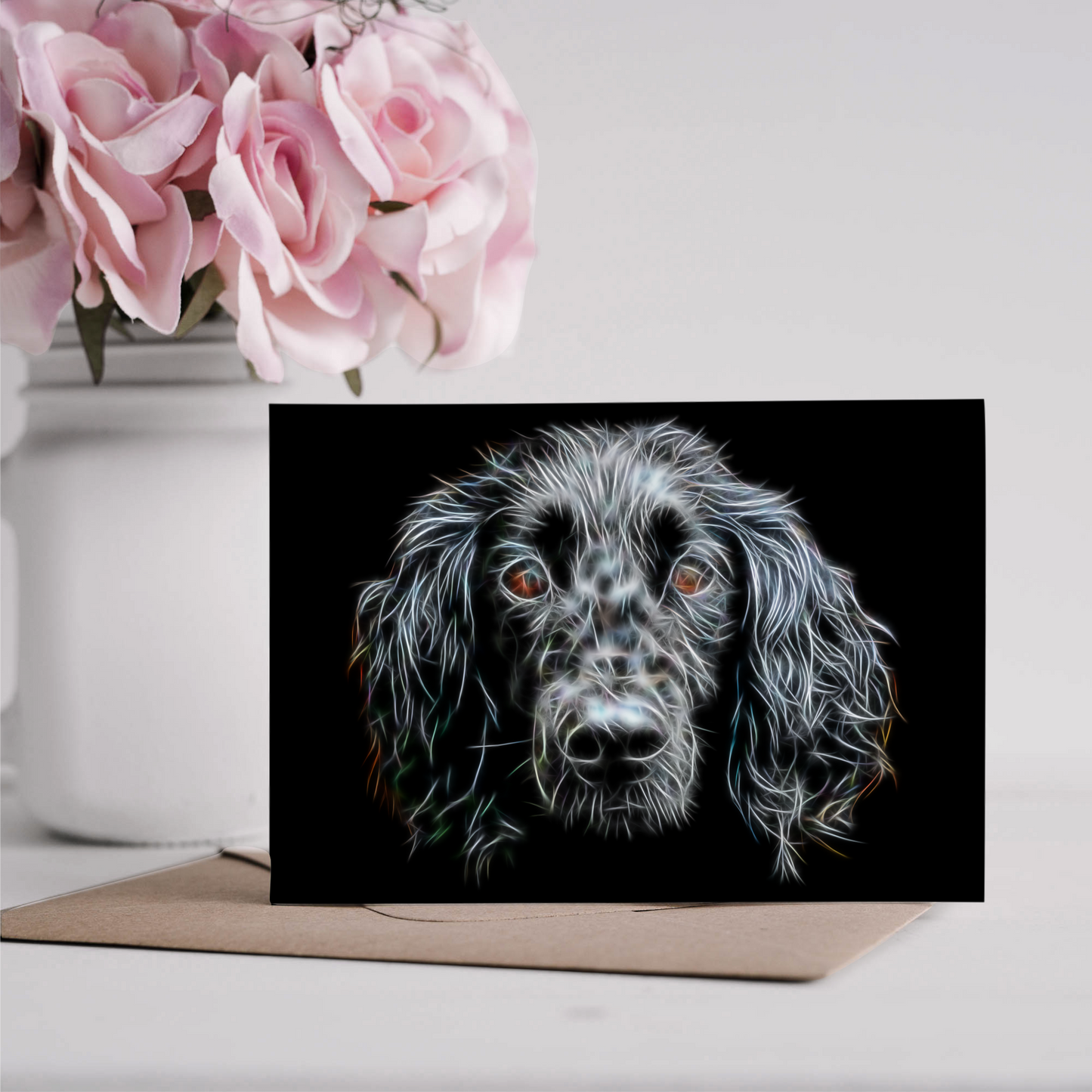 Black Working Cocker Spaniel Greeting Card Blank Inside for Birthdays or any other Occasion