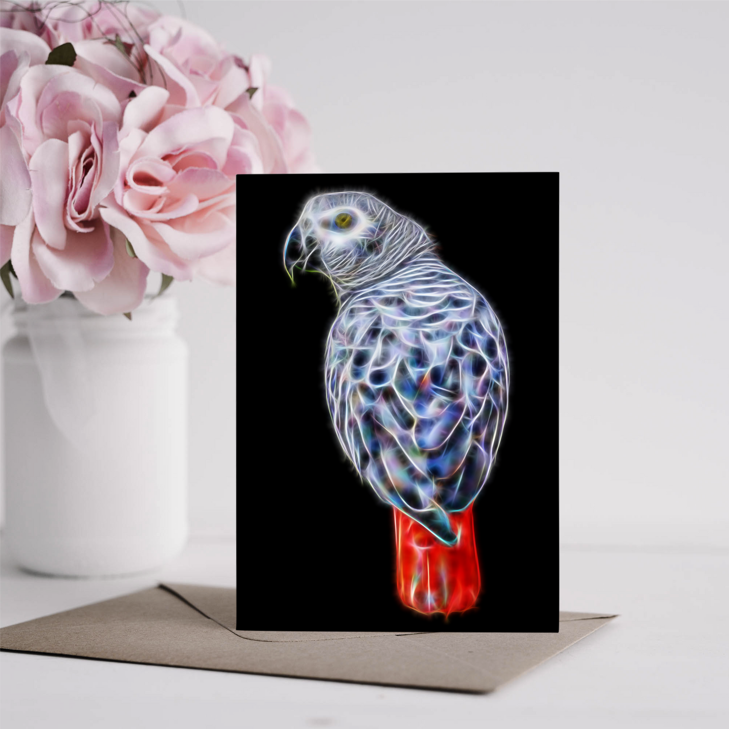 African Grey Parrot Greeting Card (Blank Inside)