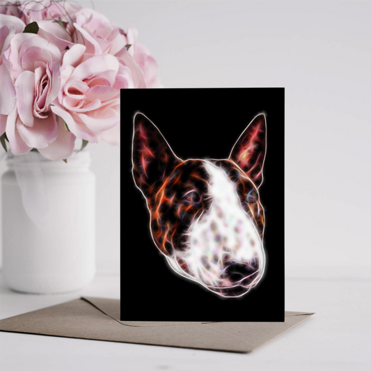 English Bull Terrier Blank Birthday Greeting Card with Stunning Fractal Art Design #1-1