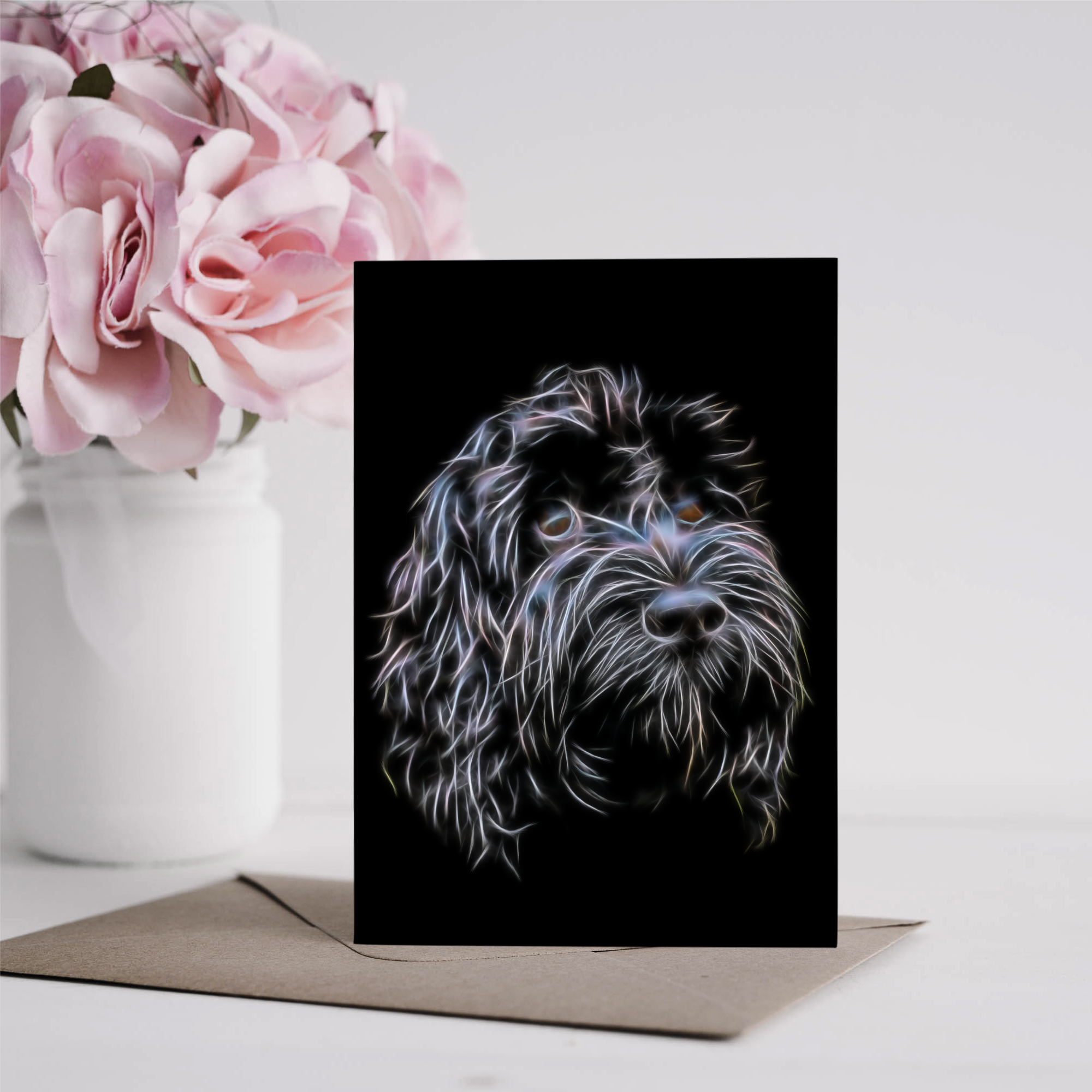 Cockapoo Photo Card Black Cockapoo Greeting Card Blank Inside for Birthdays or any other O ...