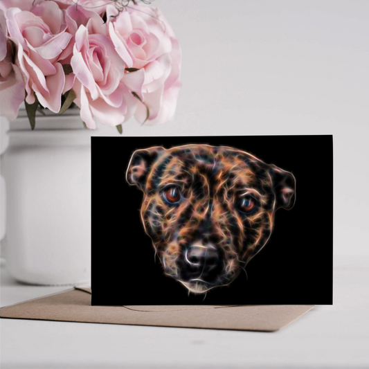 Brindle Staffordshire Bull Terrier  Greeting Card Blank Inside for Birthdays or any other Occasion. Brindle Staffy Card