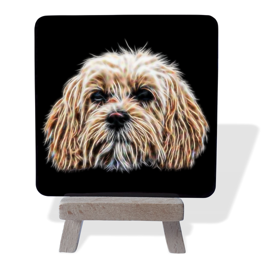 Cavachon #1 Metal Plaque and Mini Easel with Fractal Art Design