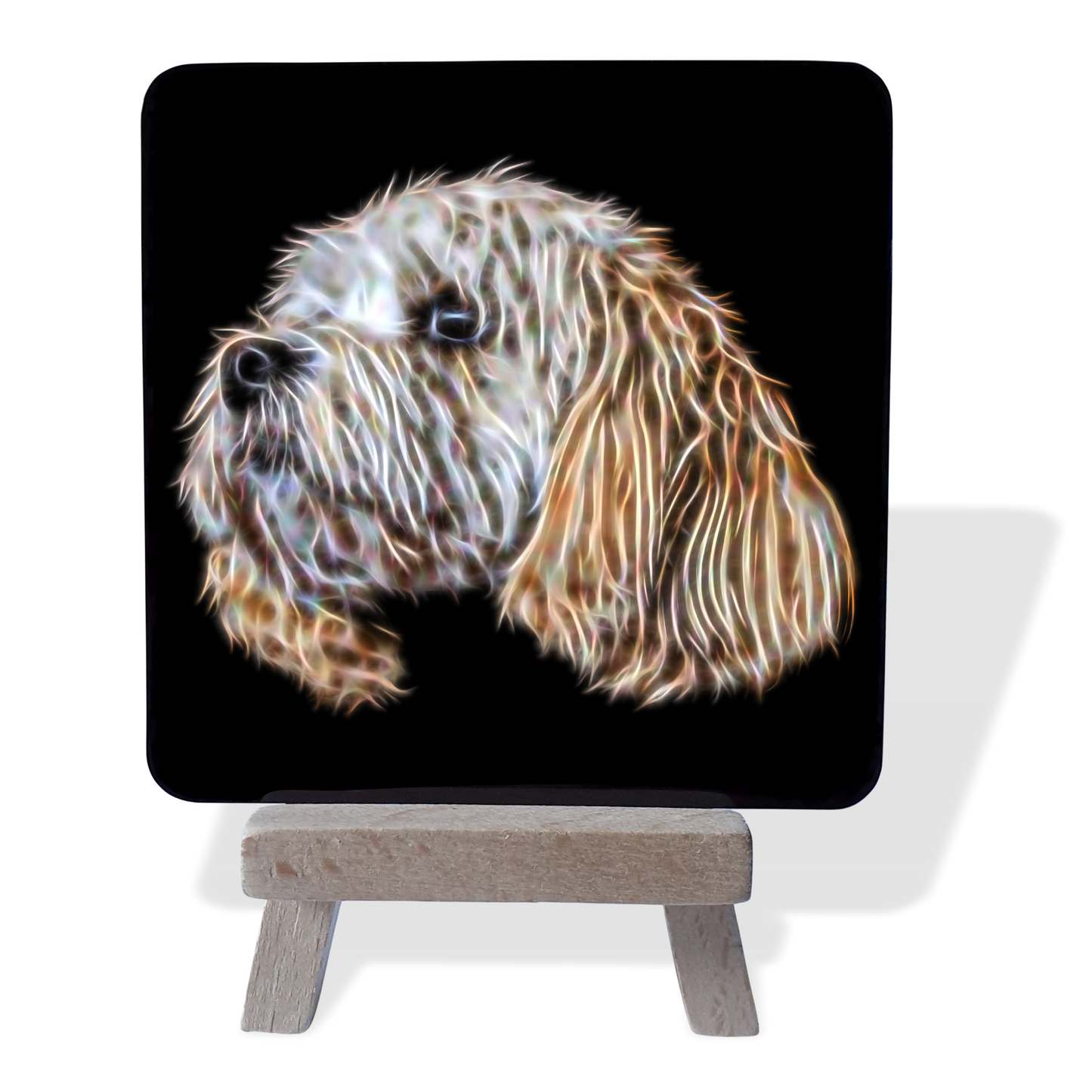 Cavachon # 2 Metal Plaque and Mini Easel with Fractal Art Design