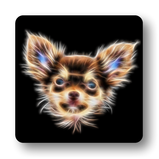 Long Haired Chihuahua Coaster Fractal Art Design