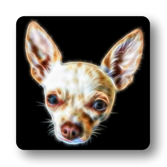 Short Hair Tan Chihuahua Coaster Fractal Art Design