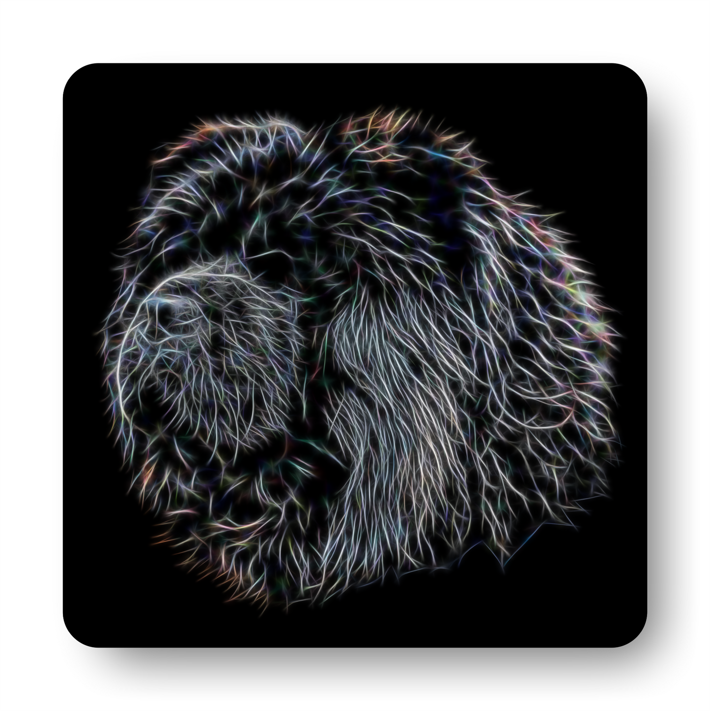 Chow Chow - Black Chow Chow Coasters with Fractal Art Design
