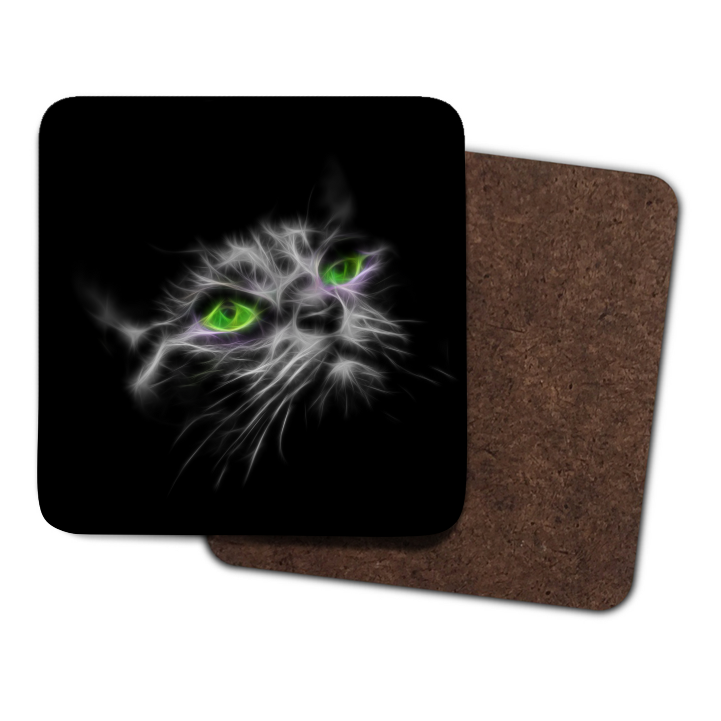 Green Eye Grey Cat Coaster