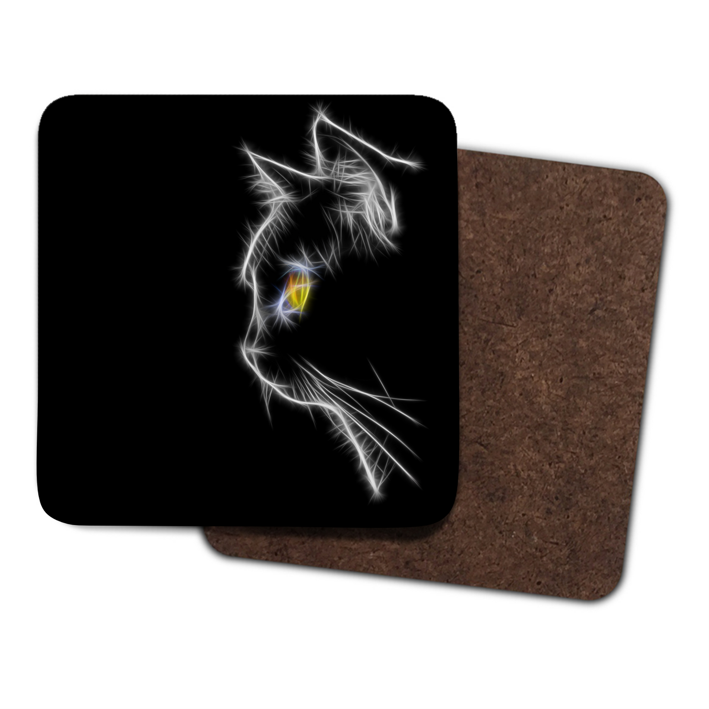 Profile of Yellow Eye Black Cat Coaster