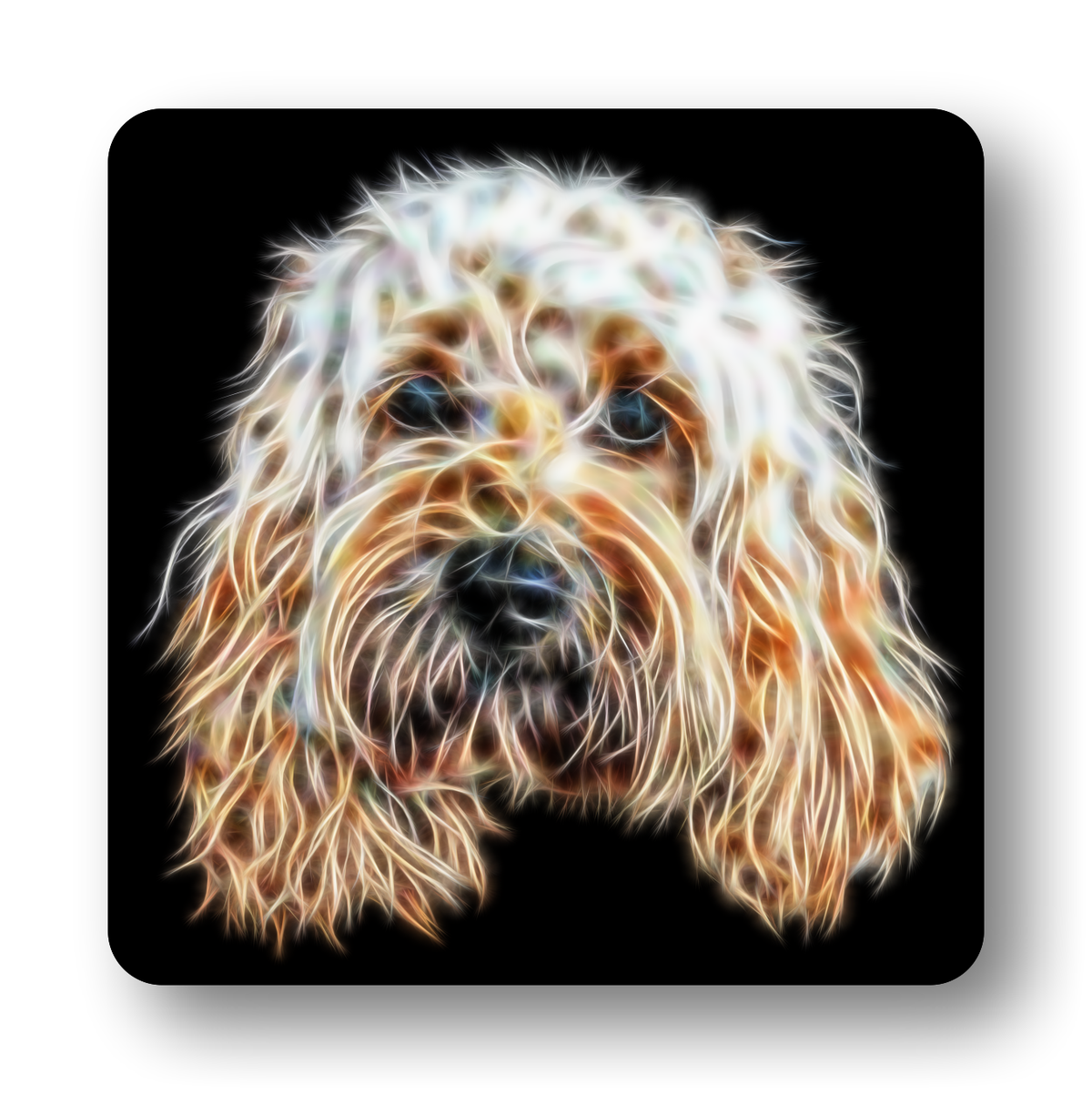Cockapoo Pyrography Apricot & Champagne Cockapoo #1 Coaster Fractal Art Design – Fractal ...