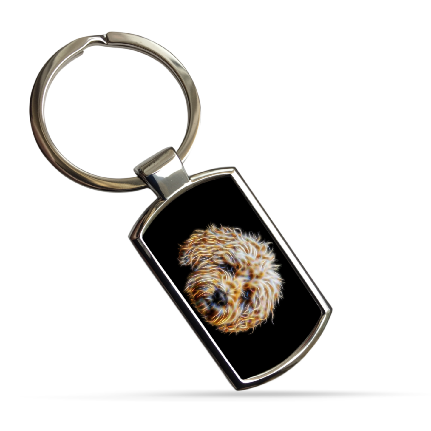 Cream Cockapoo Metal Rectangle Keyring