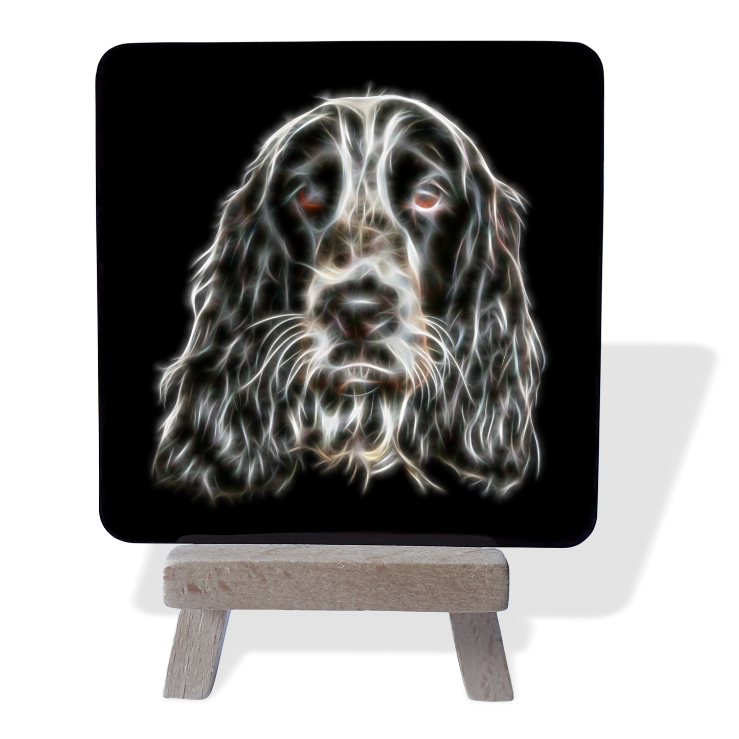 Cocker Spaniel Metal Plaque and Mini Easel with Fractal Art Design