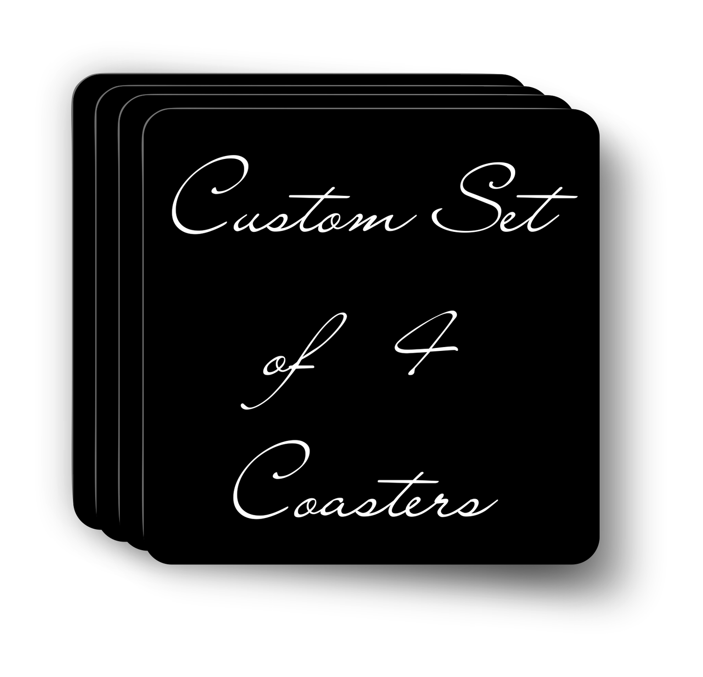 Custom Set of 4 Coasters of your Pets in Fractal Light Art Style.