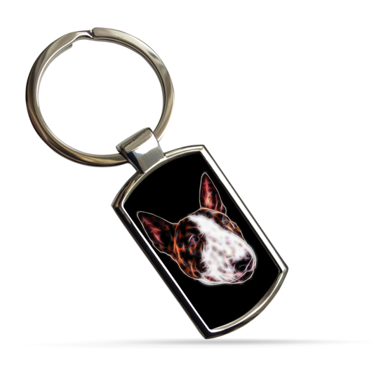 English Bull Terrier Keyring Fractal Art Design