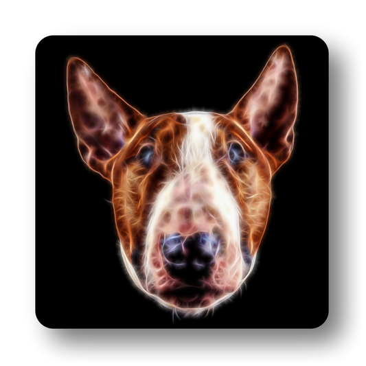 English Bull Terrier -Red and White English Bull Terrier Coaster Fractal Art Design