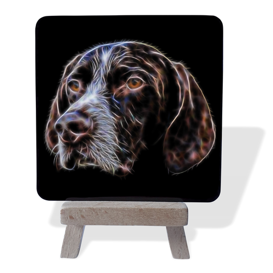 German Shorthaired Pointer #1 Metal Plaque and Mini Easel with Fractal Art Design