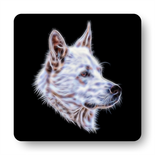 White German Shepherd #1 Coaster Fractal Art Design