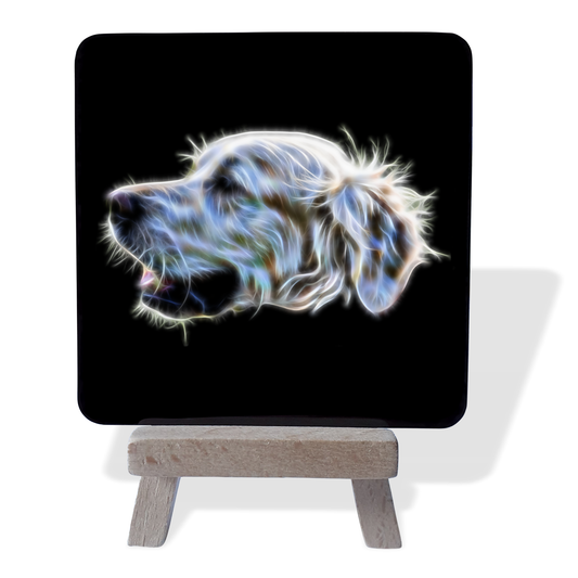 Golden Retriever Metal Plaque and Mini Easel with Fractal Art Design