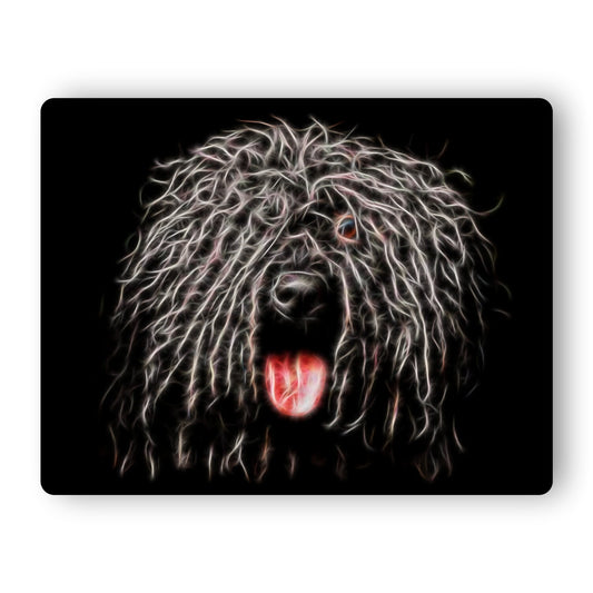 Black Puli Fractal Art Aluminium Metal Wall Plaque. Also available as Mouse Pad, Keychain or Coaster.