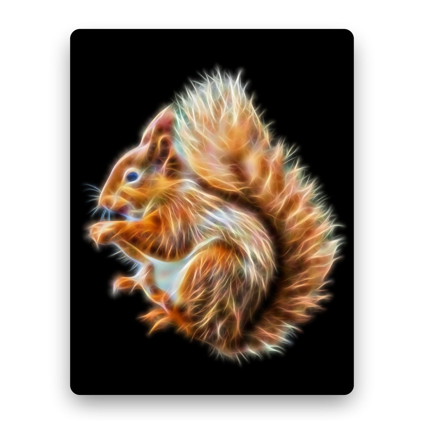 Red Squirrel Metal Wall Plaque with Stunning Fractal Art Design